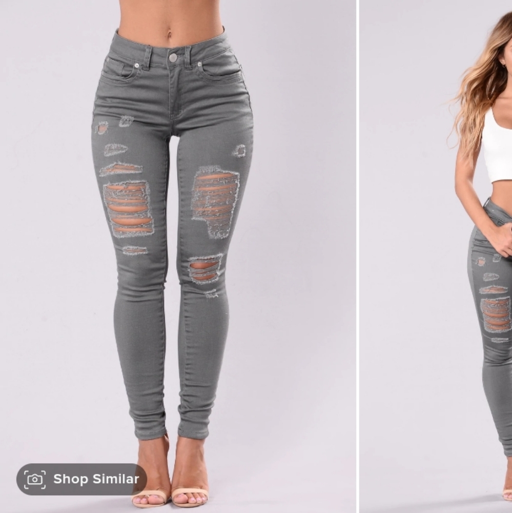 Fashion Nova gray cement skinny jeans size 13